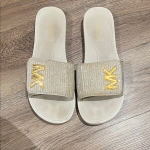 Michael Kors Cream and Gold Slide Sandals